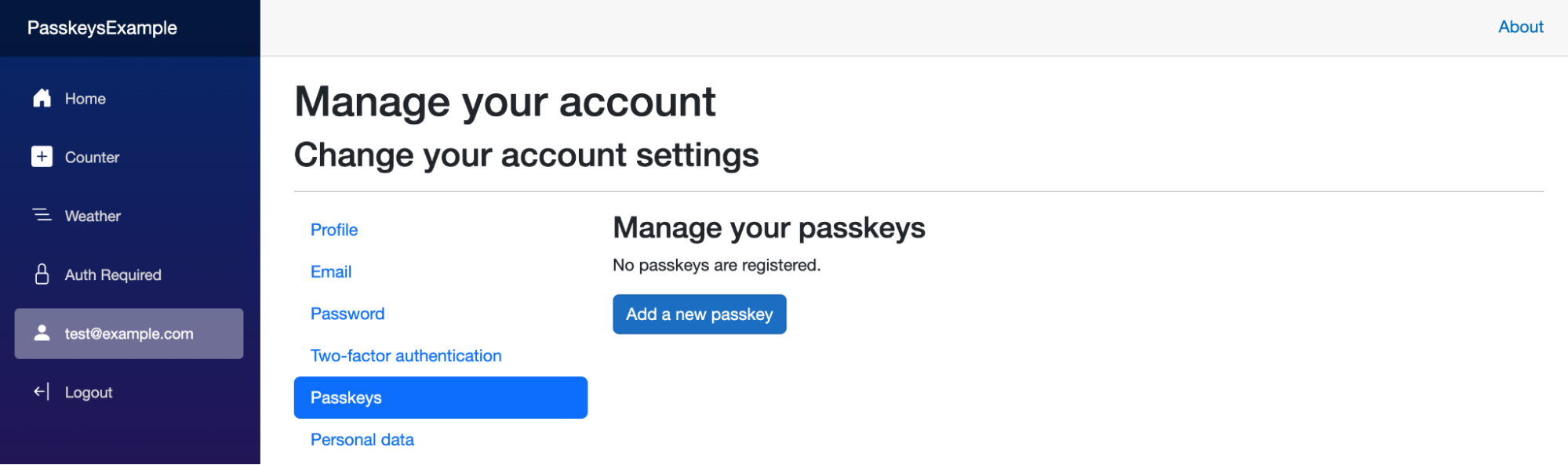 Manage passkeys with .NET 10 project template