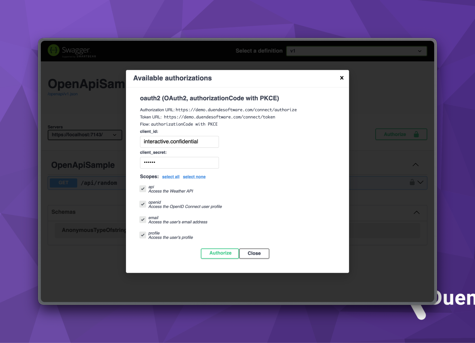 Available authorizations