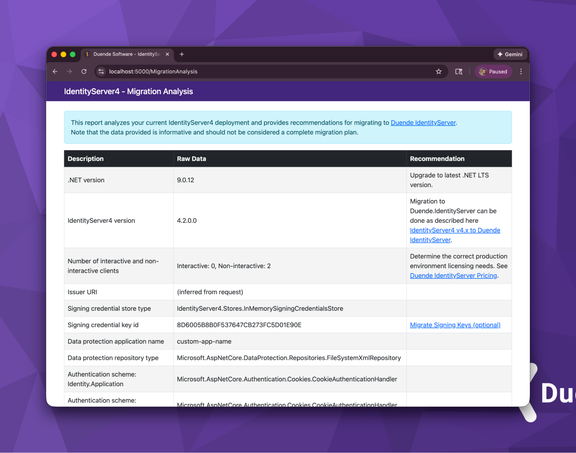 IdentityServer4 Migration Analysis Tool