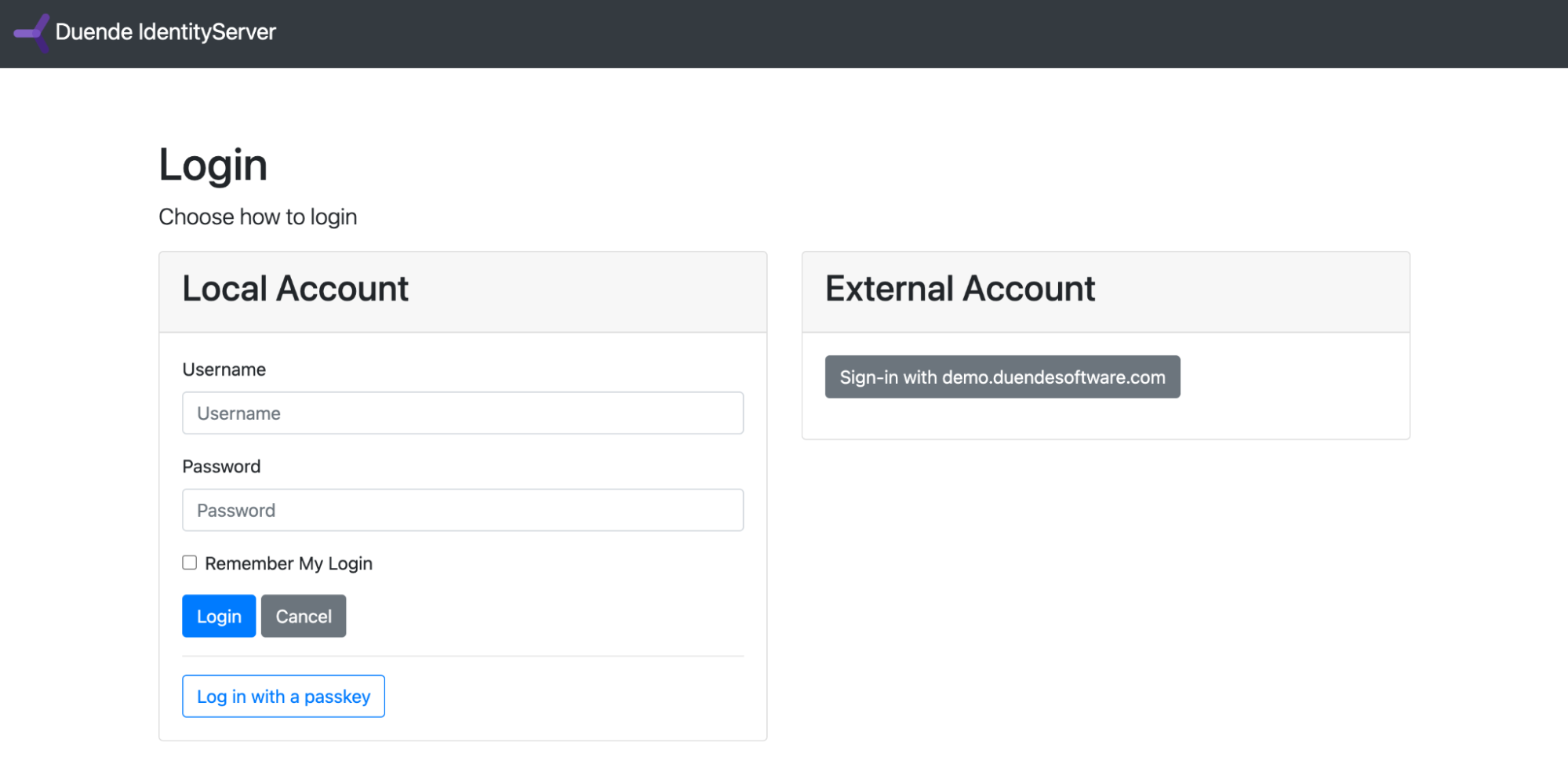 Passkey login in IdentityServer