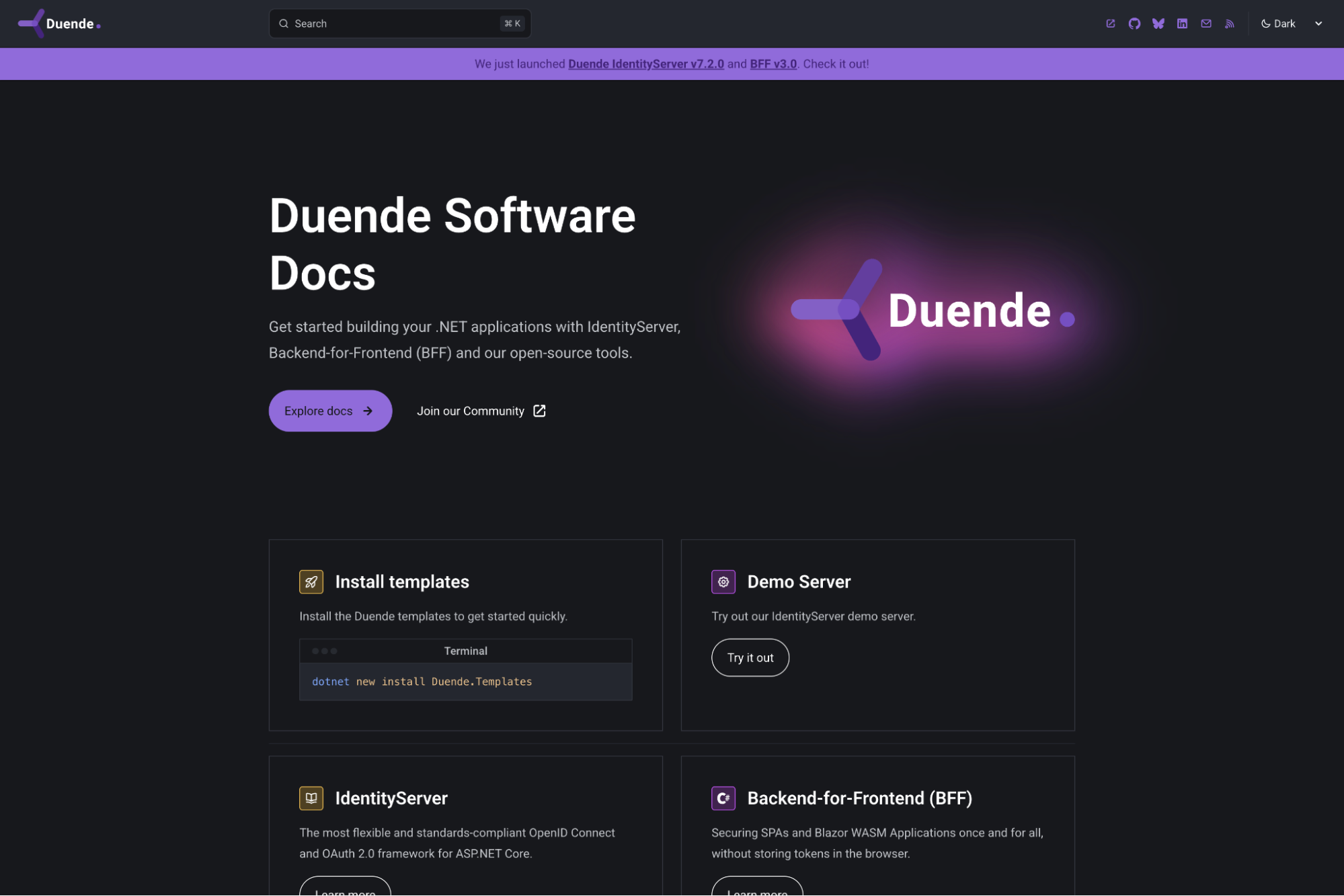 Updated documentation for Duende IdentityServer, BFF, ...
